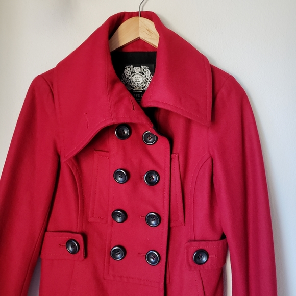 Esprit | Red Wool Double Breasted Peacoat Size S Small - Picture 6 of 13